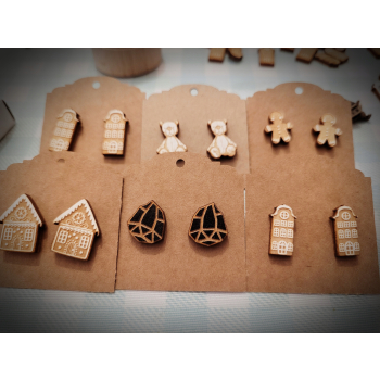 Kolczyki drewniane świąteczne pierniczki kamieniczka